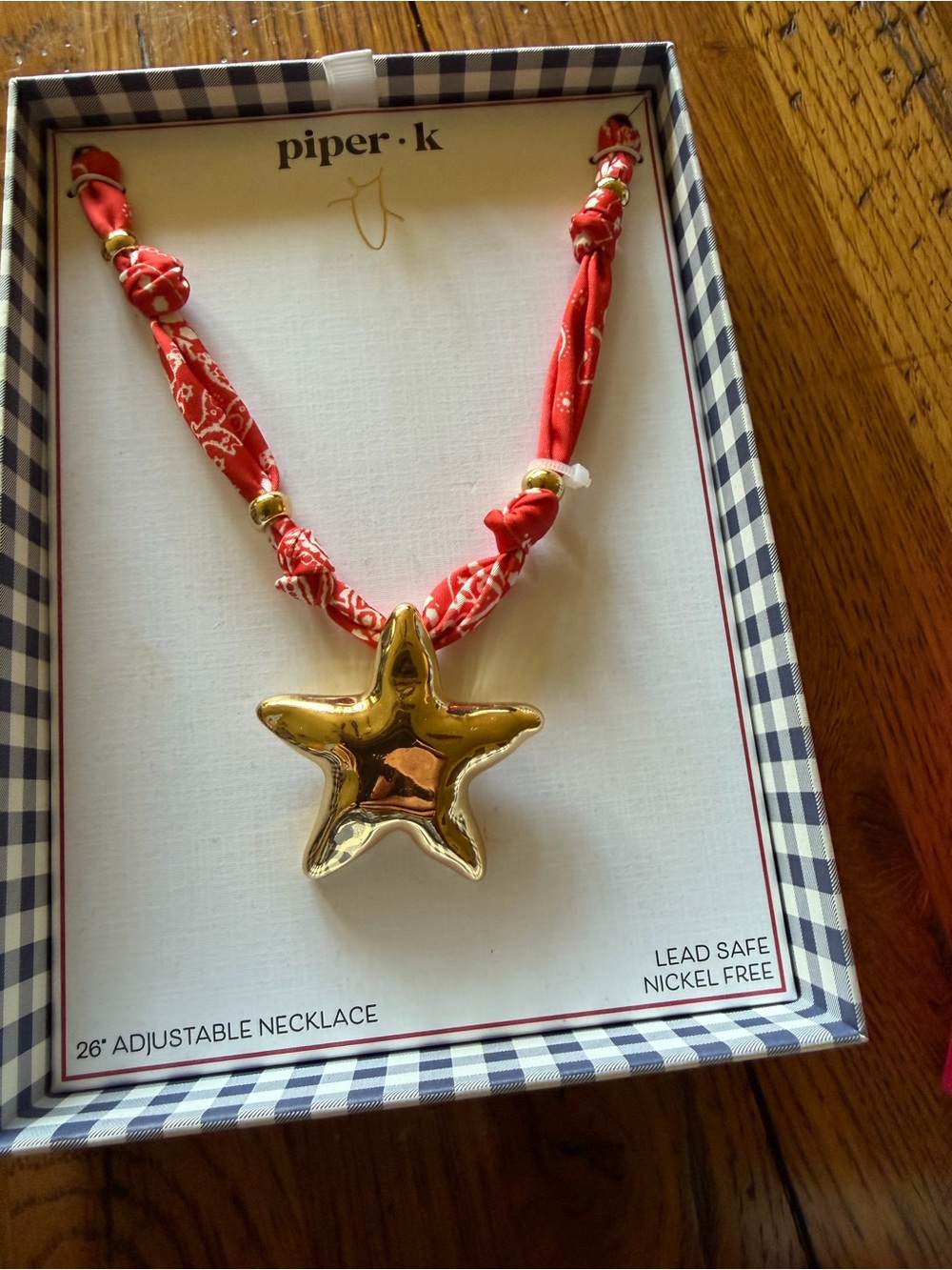 piper•k Red Bandana Star Pendant Necklace